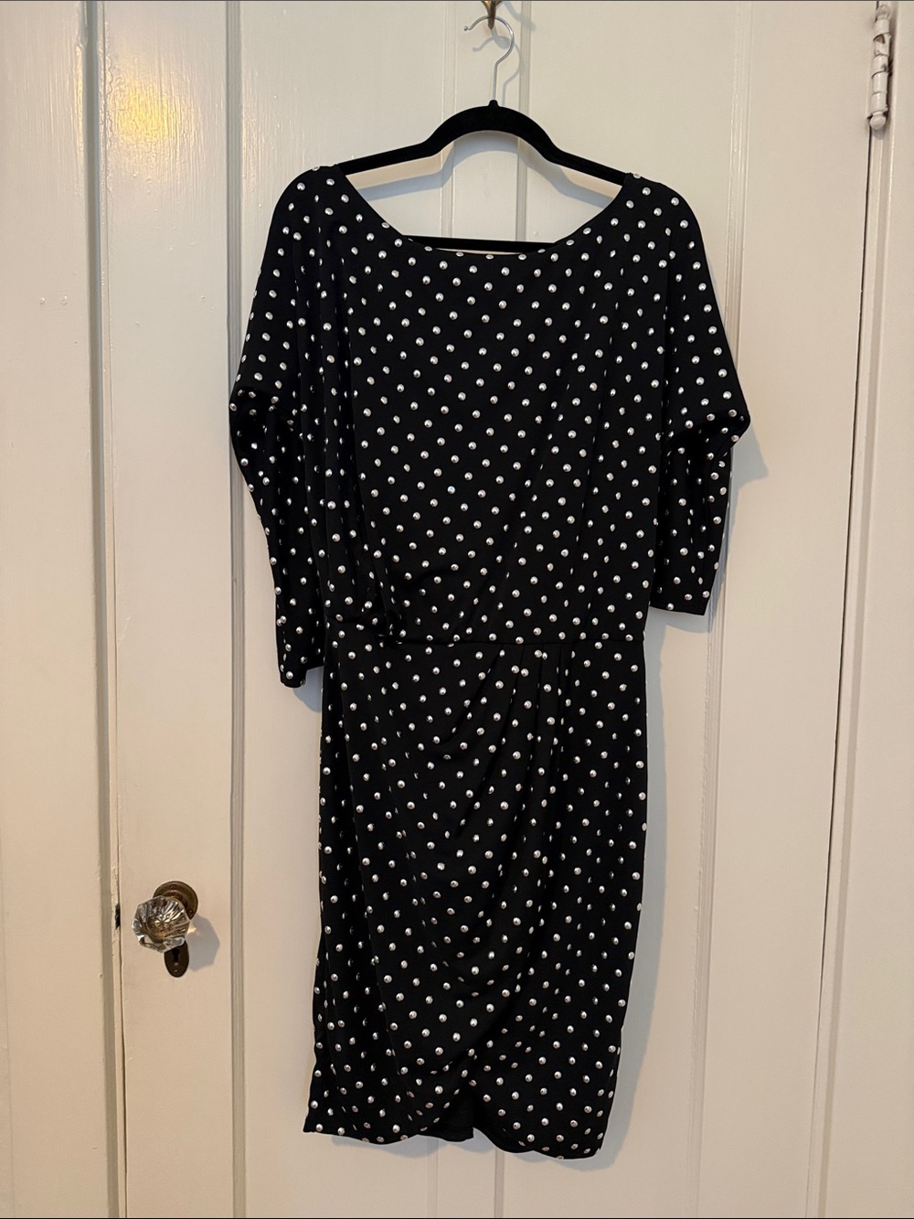 Vintage Sheri Bodell Black Silver Stud Dot Women’s Dress Y2K